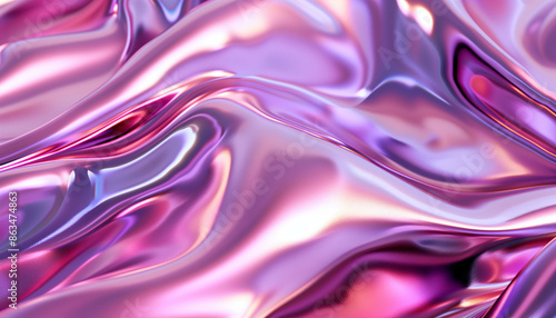 Mesmerizing Metallic Waves: A Hypnotic Display of Fluid Metal in Shades of Pink and Purple