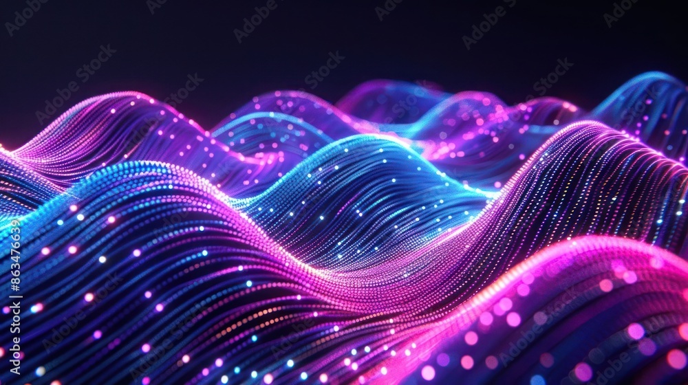Fototapeta premium Bright fiber optic signals abstract pattern