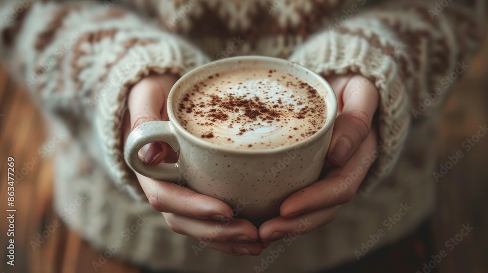 Woman hands holding warm coffee Woman hands holding warm coffee