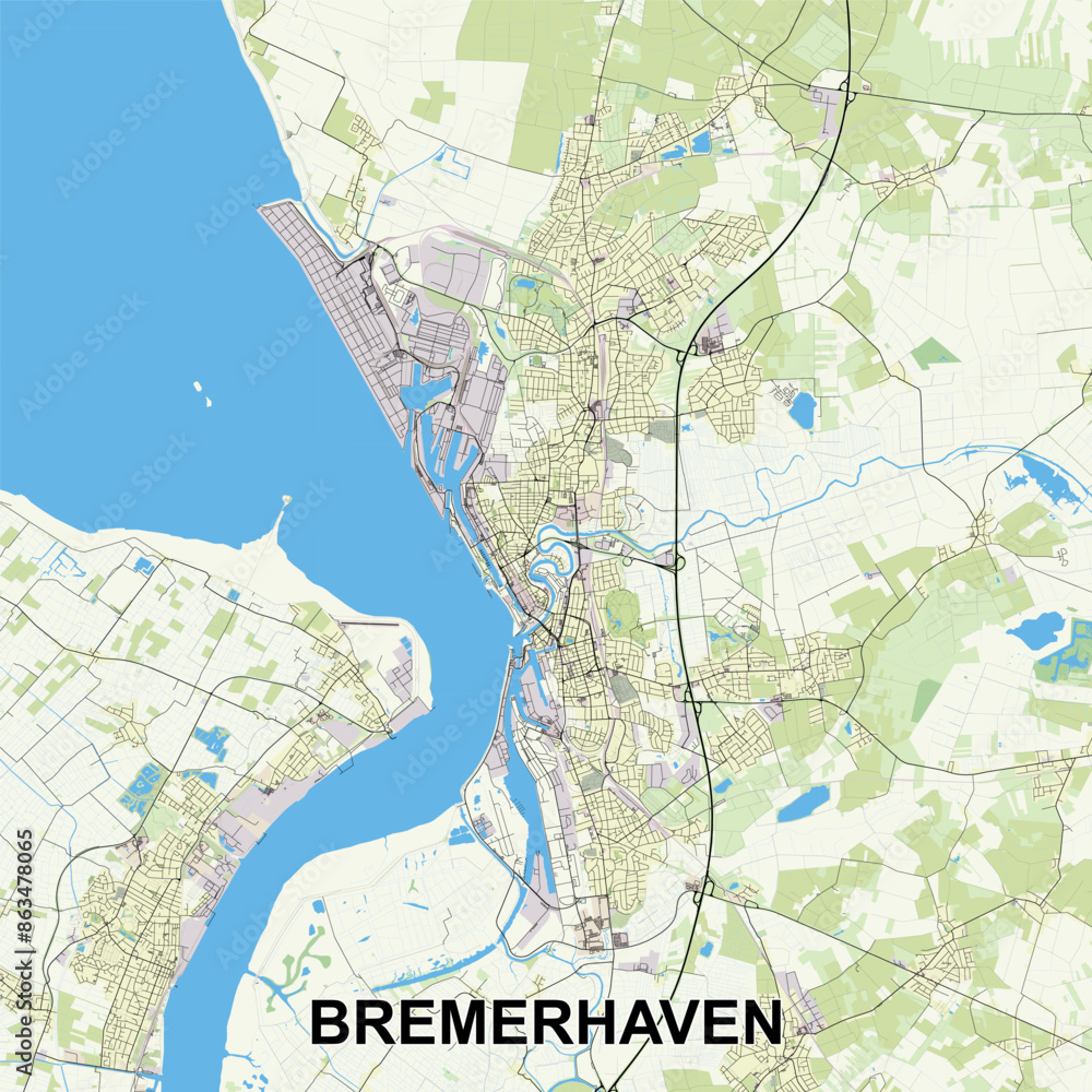 Fototapeta premium Bremerhaven, Germany map poster art
