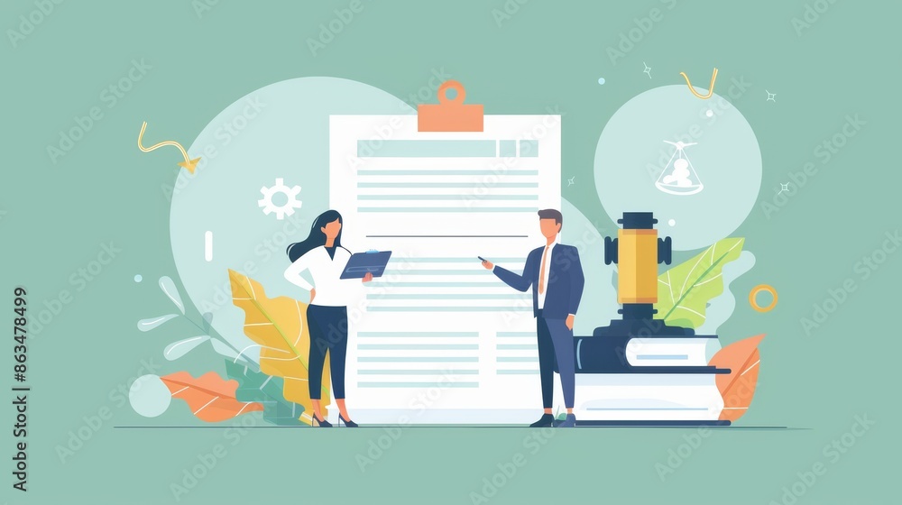 Businesspeople Reviewing a Legal Document Businesspeople Reviewing a Legal Document