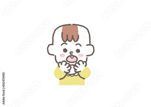 初めての歯が生えてきた幼児のイラスト