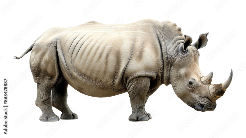 Fototapeta premium Rhino rhinoceros on transparent background