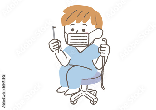 歯科医の男性のイラスト