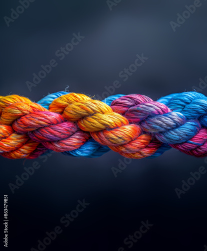 vibrant imagery of intertwined rope and fabric, symbolizes the strength in unity and connection. The diverse array of colors reflects the richness and diversity within company culture