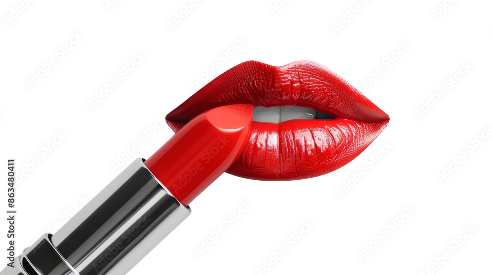 Obraz premium Ruddy brush lipstick isolated on transparent background