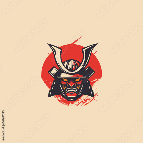 Oni mask samurai vector illustration