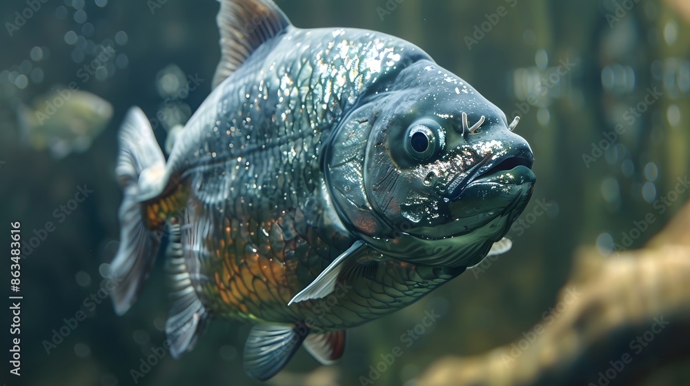 Cute cartoon piranha with sharp teeth. Cute cartoon piranha with sharp teeth.