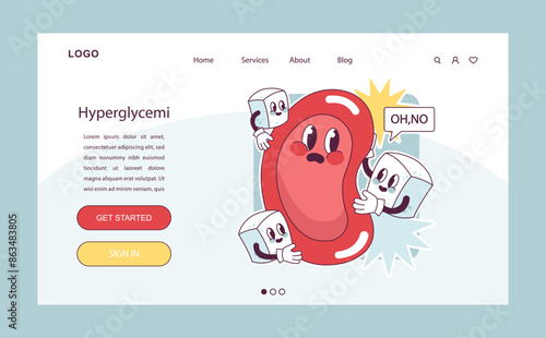 Diabetes web banner or landing page. Measuring sugar blood