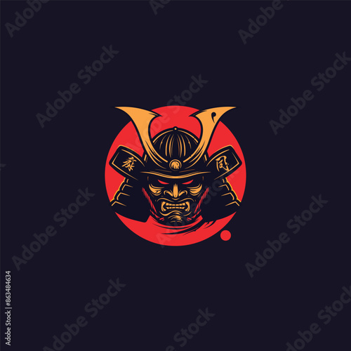 Oni mask samurai vector illustration