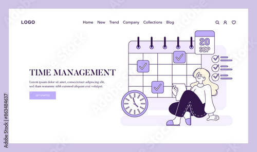 An organized woman efficiently plans her schedule, marking tasks on a calendar, epitomizing structured time utilization