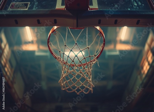 Basketball Swish Under Nighttime Lights