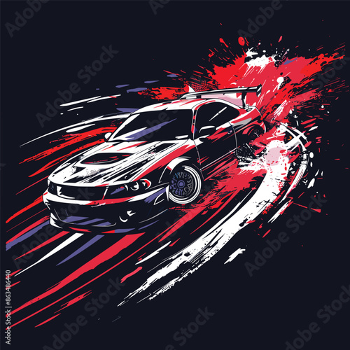 Illustration rally race car sports background photo