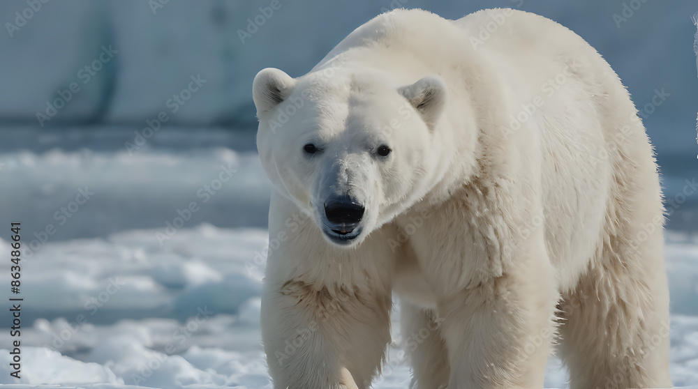 a polar bear walking in the snow near a glacier a polar bear walking in the snow near a glacier