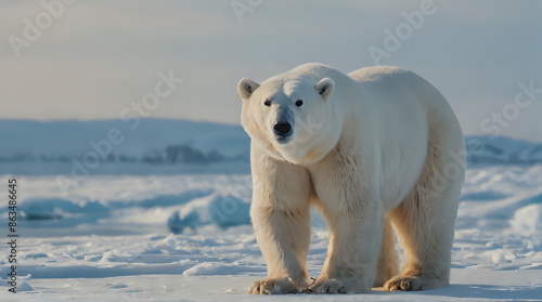 a polar bear that is walking on the snow