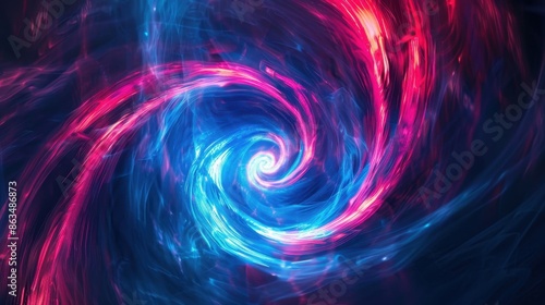 Abstract neon light swirl with vibrant colors