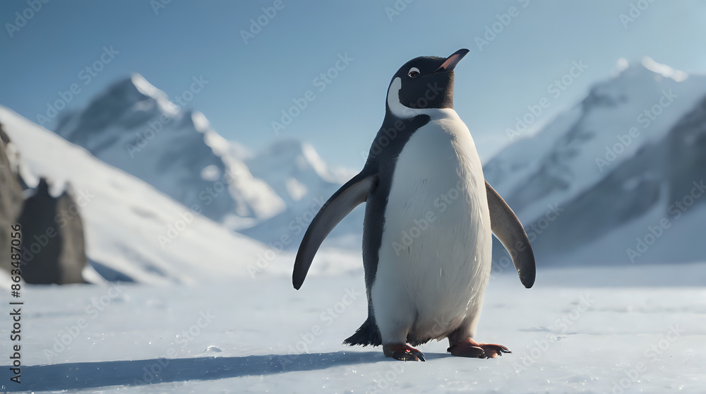 Fototapeta premium a penguin that is standing in the snow