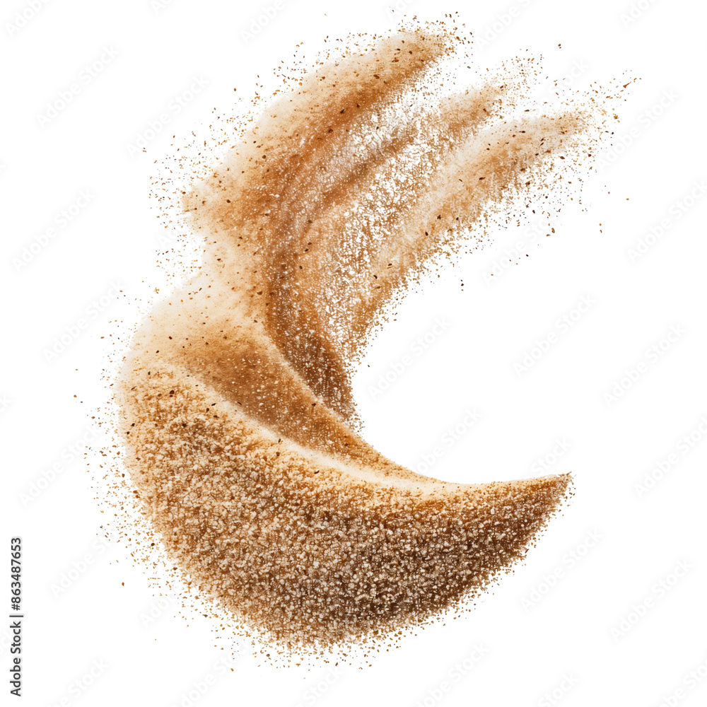 Abstract patterns of brown sand spreading on a white background Abstract patterns of brown sand spreading on a white background
