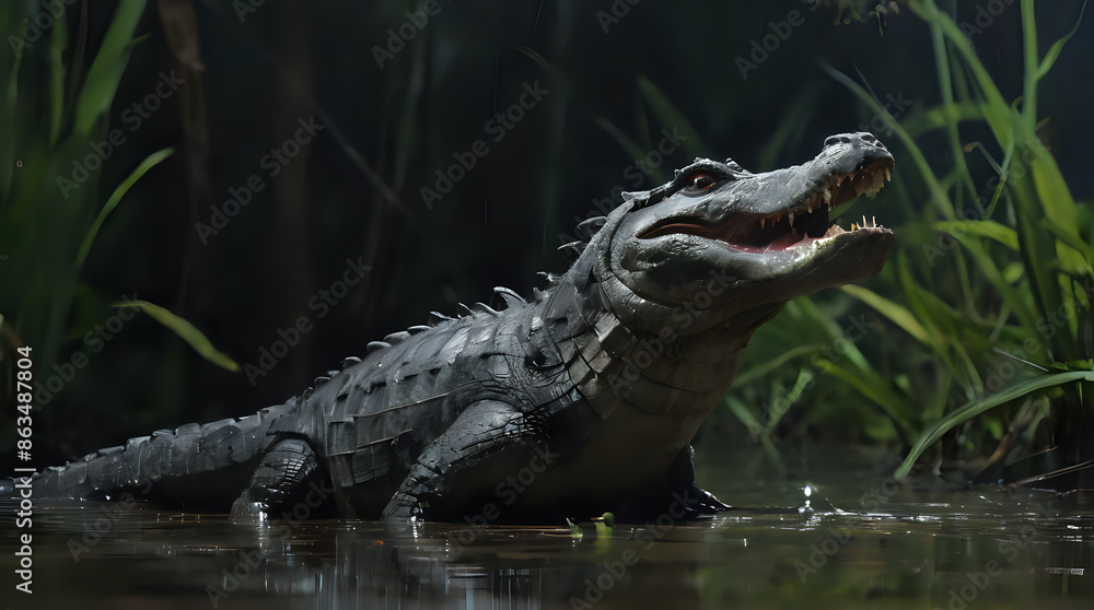 crocodile in the water with its mouth open and mouth wide open crocodile in the water with its mouth open and mouth wide open