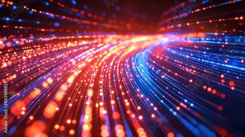 Fast internet visualization glowing fibers