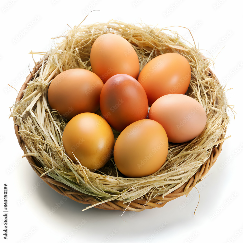 Eggs in nest on white background Eggs in nest on white background