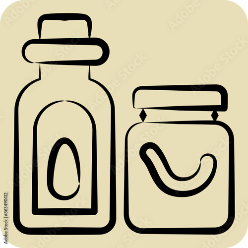Icon Seasoning. related to Kitchen Tool symbol. hand drawn style. simple design illustration