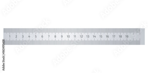 Realistic Horizontal Ruler Icon Isolated On White Background, Measuring Scale Vector Illustration.	