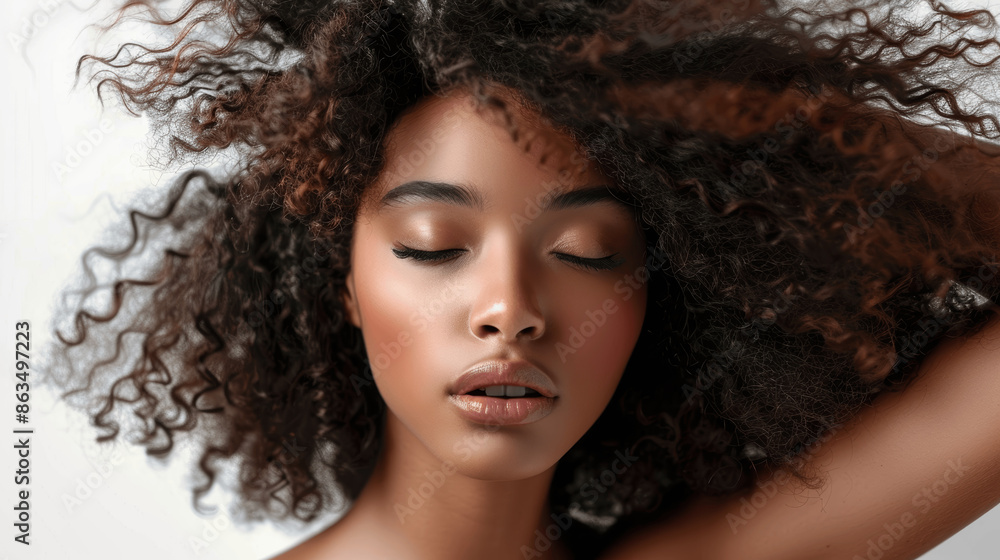 african american woman with curly hair flying beautiful young black ...