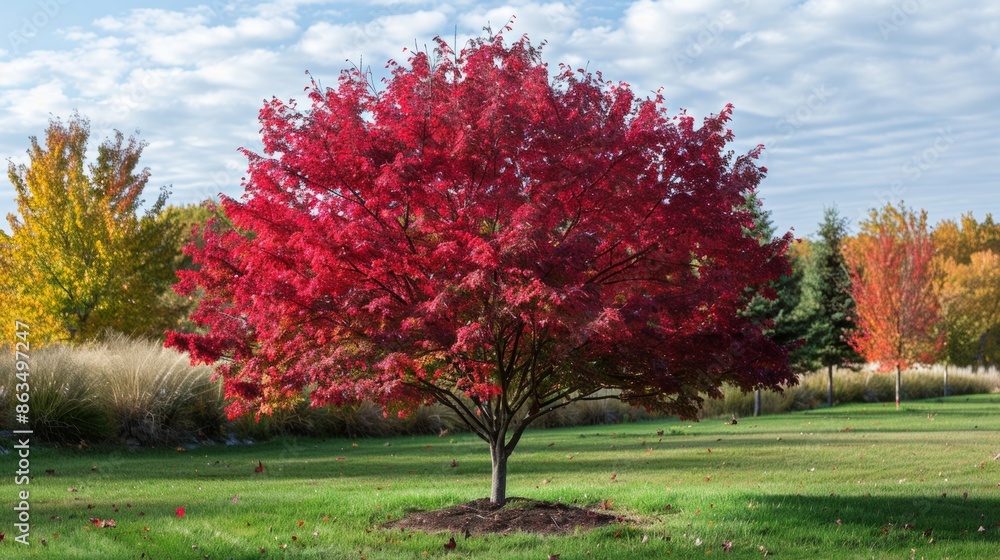 Maple Tree with Red Leaves