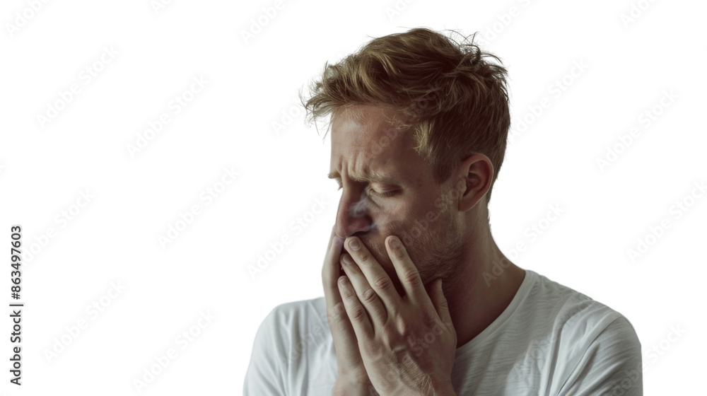 Portrait of an asthmatic man on transparent background Portrait of an asthmatic man on transparent background
