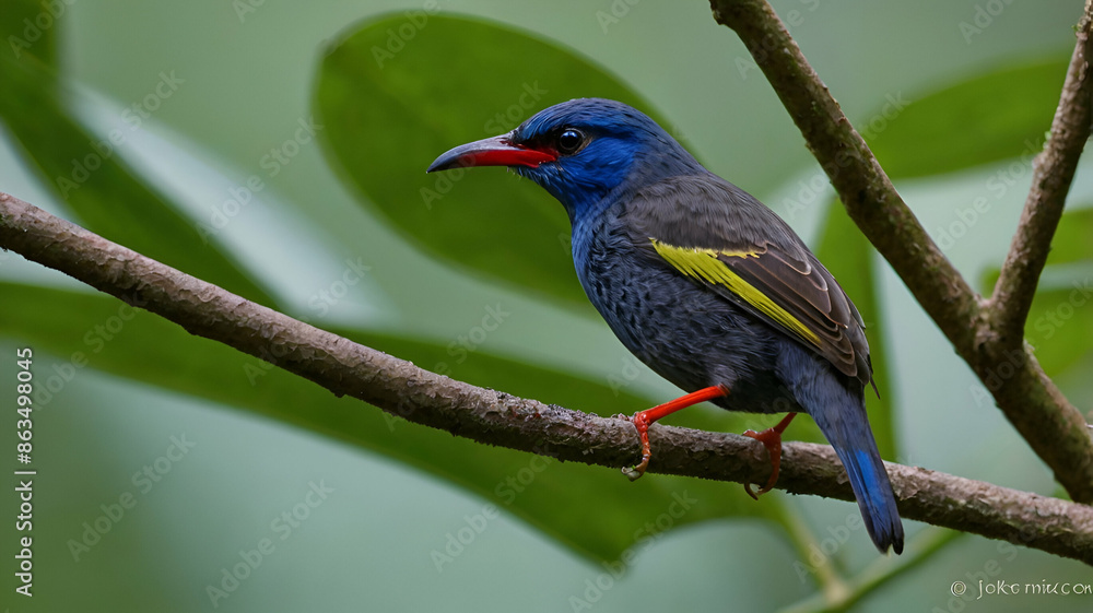 Juvenile Red-Leged Honeycreeper bird Juvenile Red-Leged Honeycreeper bird