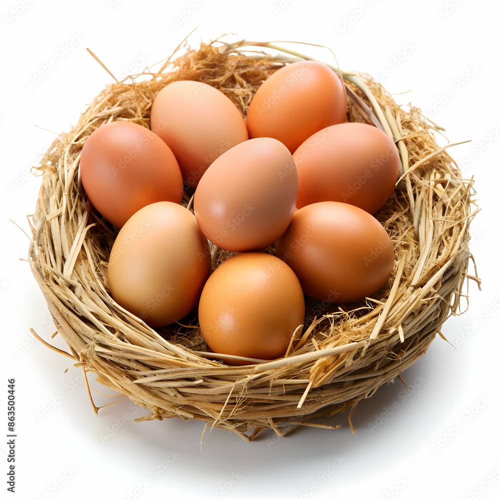 Eggs in nest on white background Eggs in nest on white background