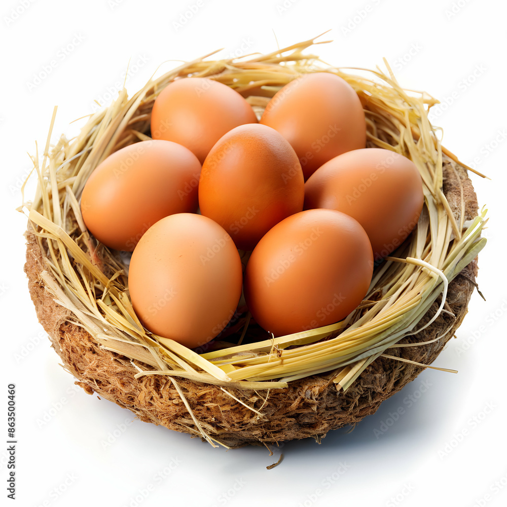 Eggs in nest on white background Eggs in nest on white background