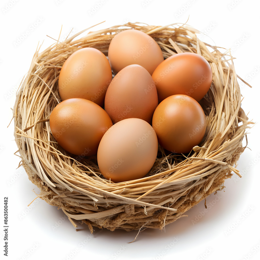 Eggs in nest on white background Eggs in nest on white background