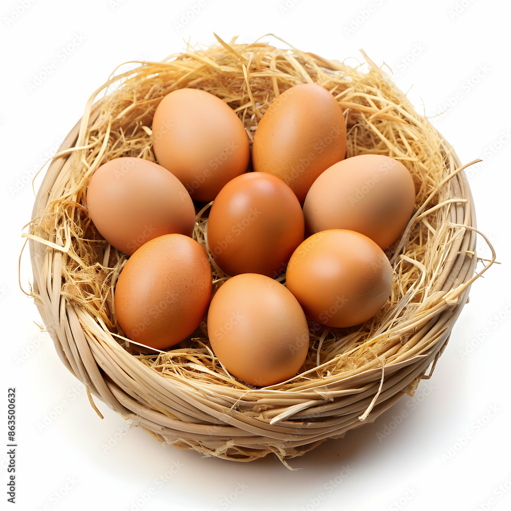 Eggs in nest on white background Eggs in nest on white background