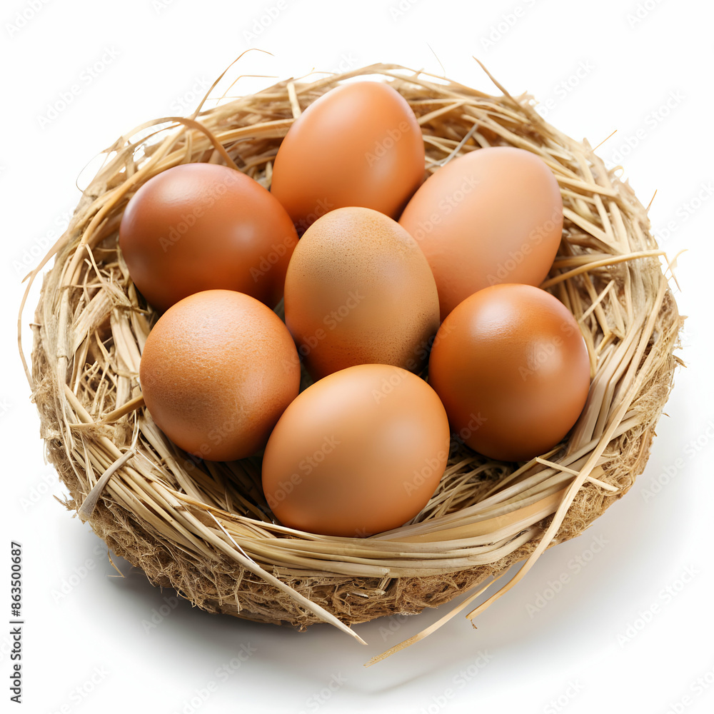 Eggs in nest on white background Eggs in nest on white background