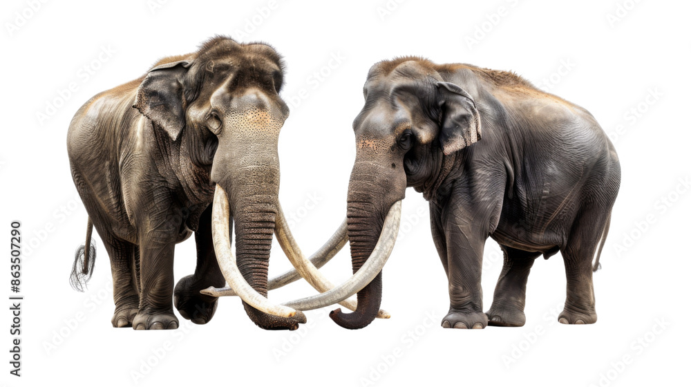 Obraz premium Mammoth elephants on transparent background