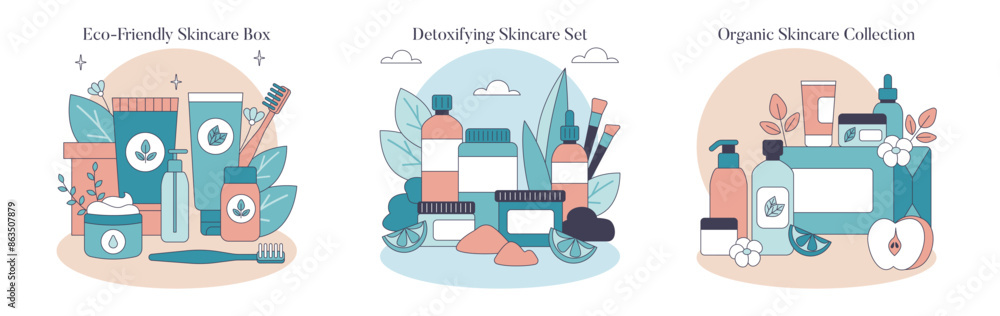Skincare Toolboxes. Flat Vector Illustration Skincare Toolboxes. Flat Vector Illustration
