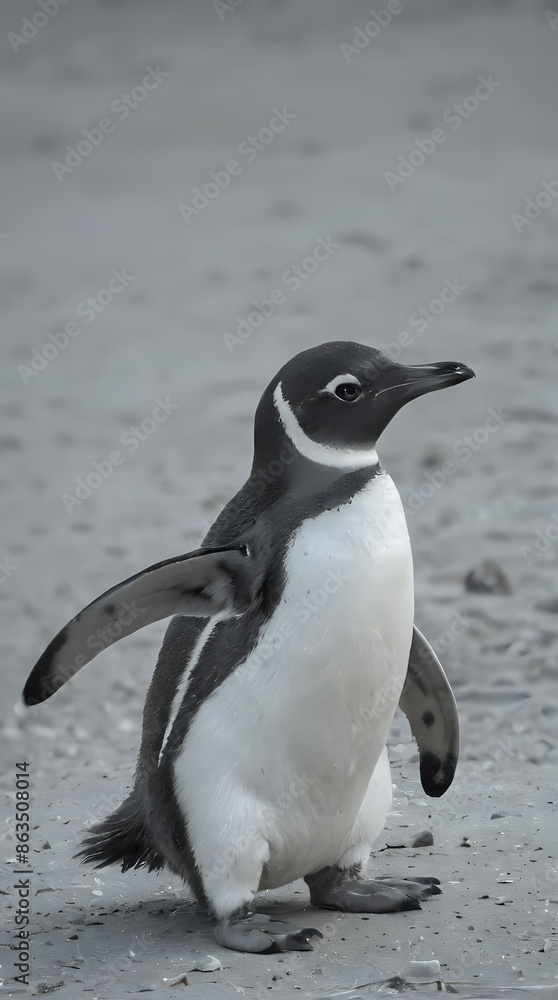 Naklejka premium a penguin that is walking on the sand