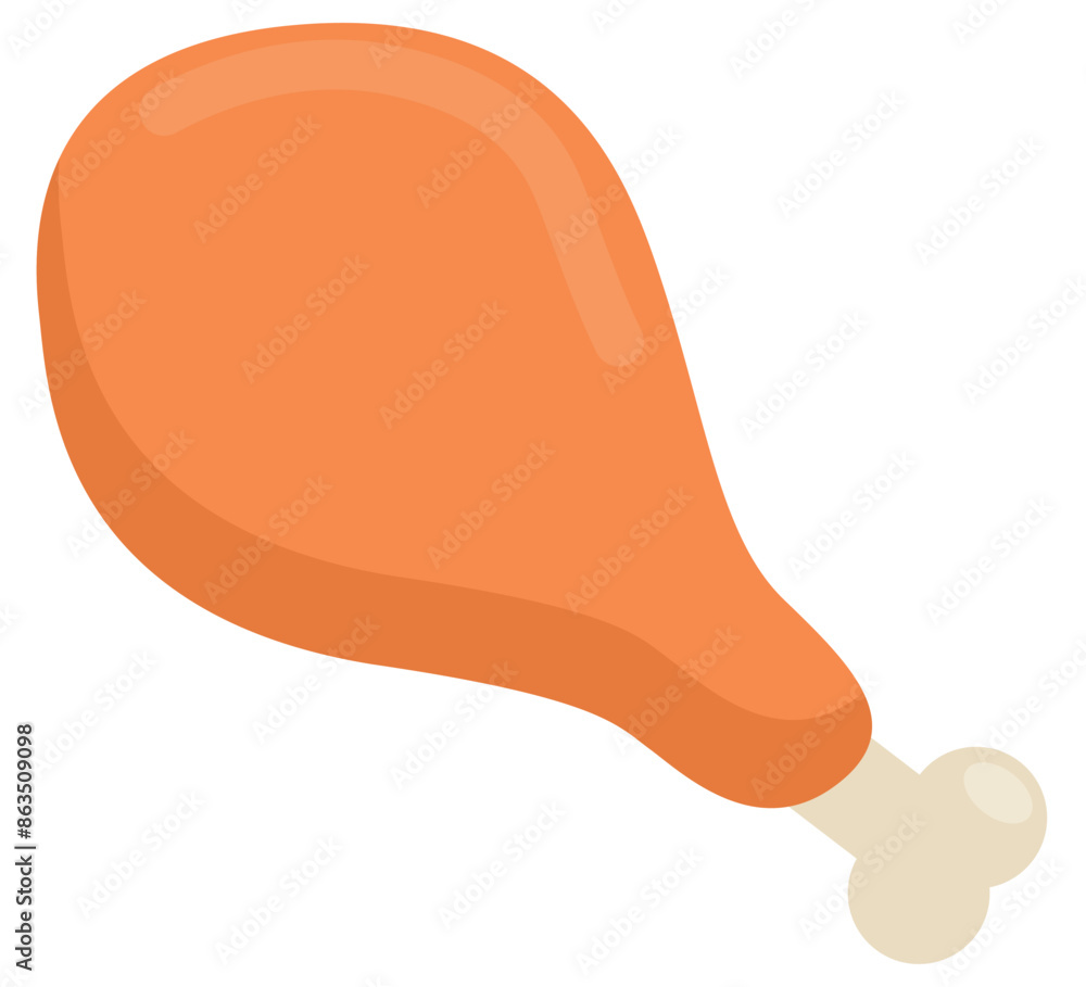 Fried chicken leg flat vector illustration isolated on white background Fried chicken leg flat vector illustration isolated on white background