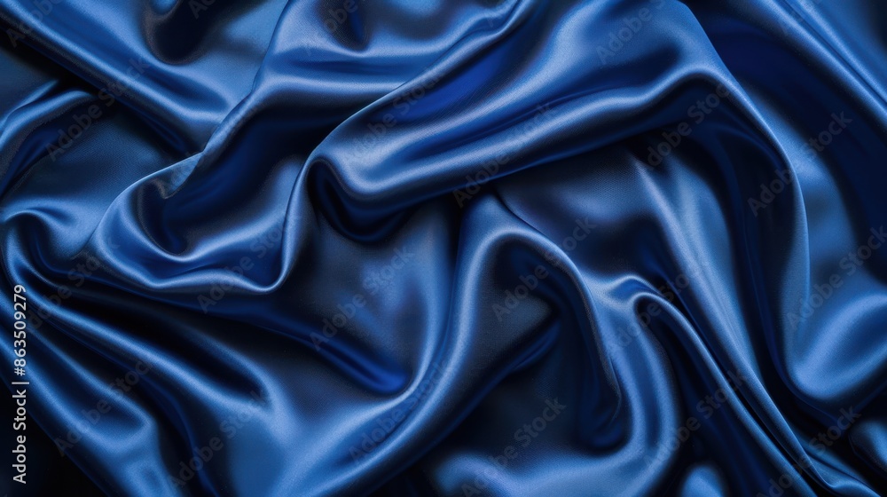 Obraz premium Beautiful dark blue silk satin background
