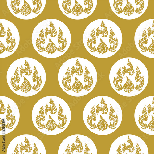 Thailand pattern,Traditional Thai style pattern decorative,isolated on gold color background