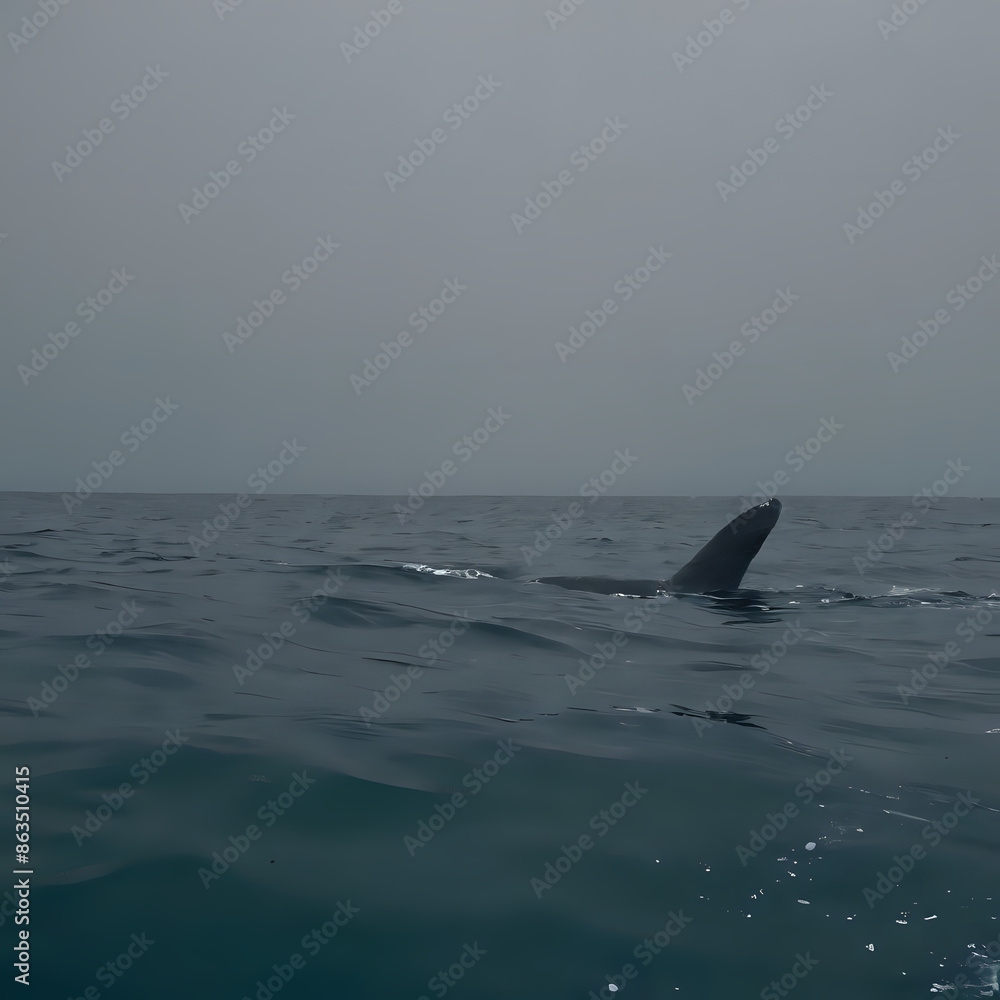 Naklejka premium a whale tail sticking out of the water