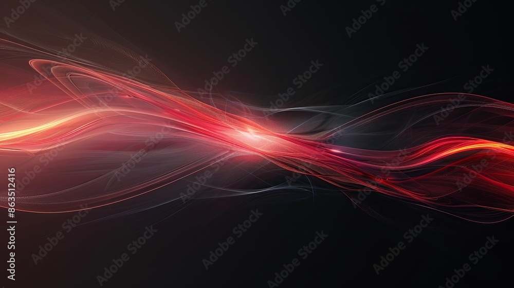 A red and black wave with a yellow dot in the middle A red and black wave with a yellow dot in the middle