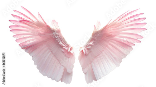 Pink angel wings for design on transparent background 