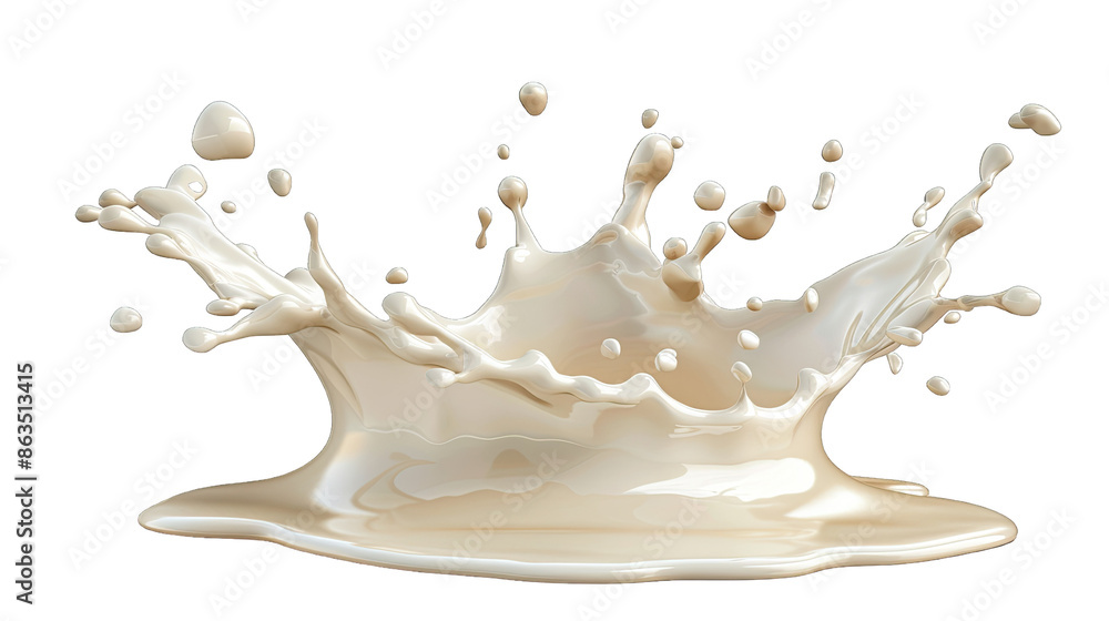 High-speed capture of a milk splash, showcasing the dynamic motion and fluid form against a white background. High-speed capture of a milk splash, showcasing the dynamic motion and fluid form against a white background.