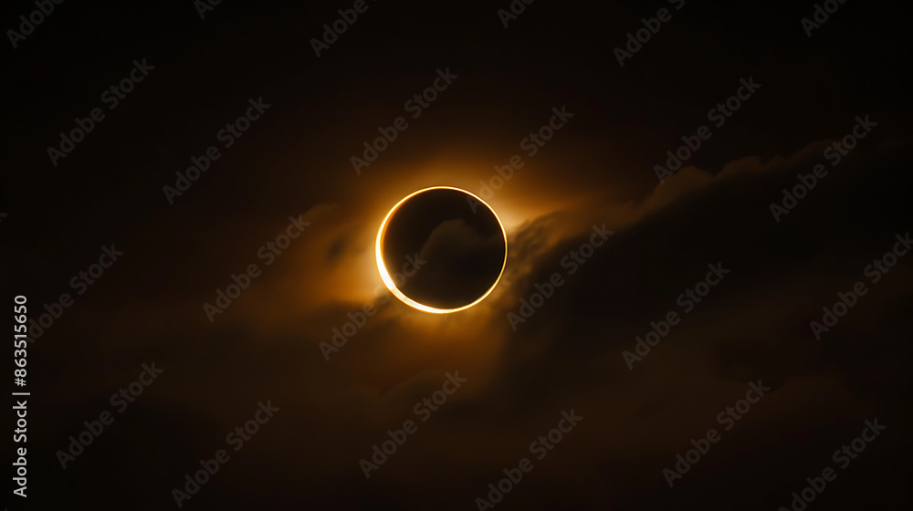 A rare solar eclipse in the dark sky. Generative AI illustration A rare solar eclipse in the dark sky. Generative AI illustration