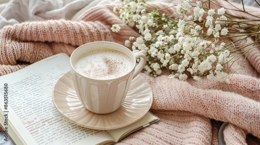 Organized morning routine with a coffee cup, bullet journal, and wellness items, showcasing goal-setting strategies for productivity and well-being Organized morning routine with a coffee cup, bullet journal, and wellness items, showcasing goal-setting strategies for productivity and well-being