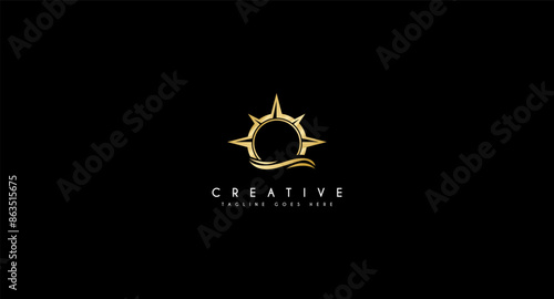 compass and sea logo vector design