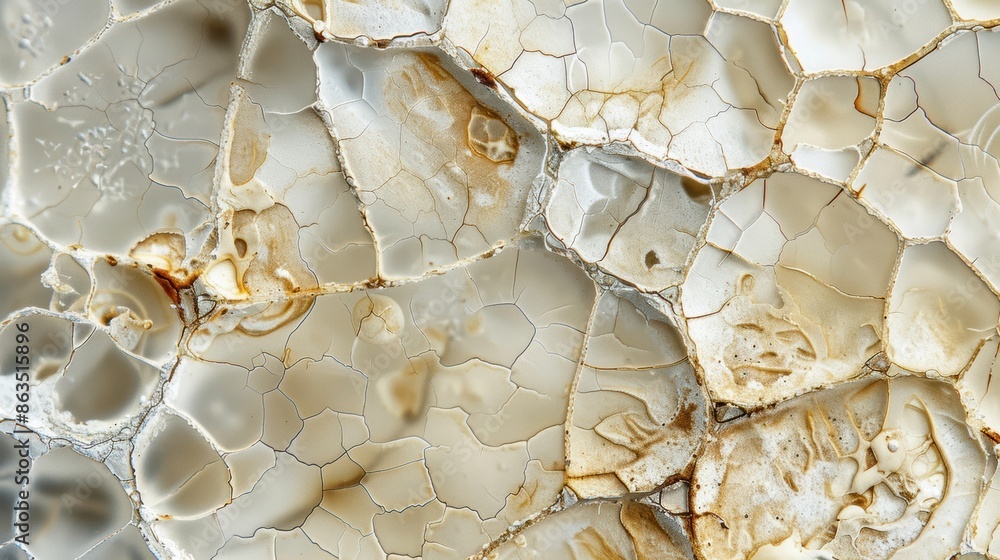 Close-up of a natural stone surface with intricate patterns and textures, showcasing a blend of beige, white, and golden hues, perfect for interior design and architectural applications Close-up of a natural stone surface with intricate patterns and textures, showcasing a blend of beige, white, and golden hues, perfect for interior design and architectural applications